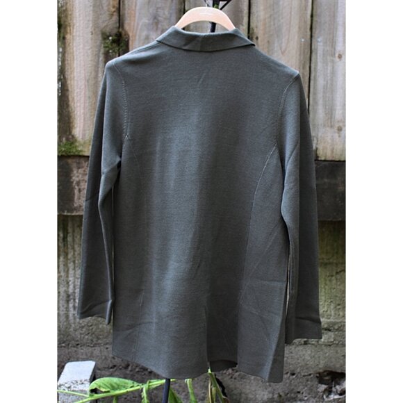 New w/Tags - Eileen Fisher Silk Cotton Interlock Notch Collar Jacket, Oregano, M - Picture 5 of 12